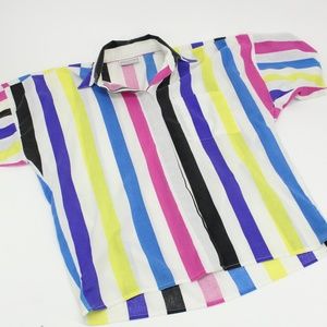 Vintage Tops - Vintage Bright Colorful Striped Button Up Shirt Vintage Tops - Vintage Bright Colorful Striped Button Up Shirt
